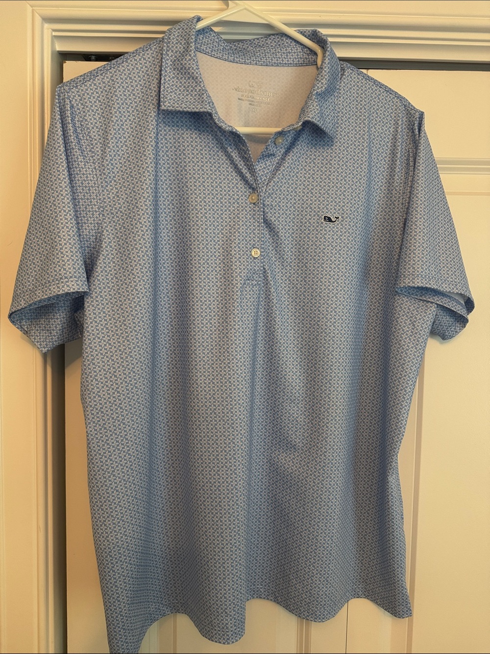 Vineyard Vines Performance Light Blue Micro-Pattern Polo Women’s XL